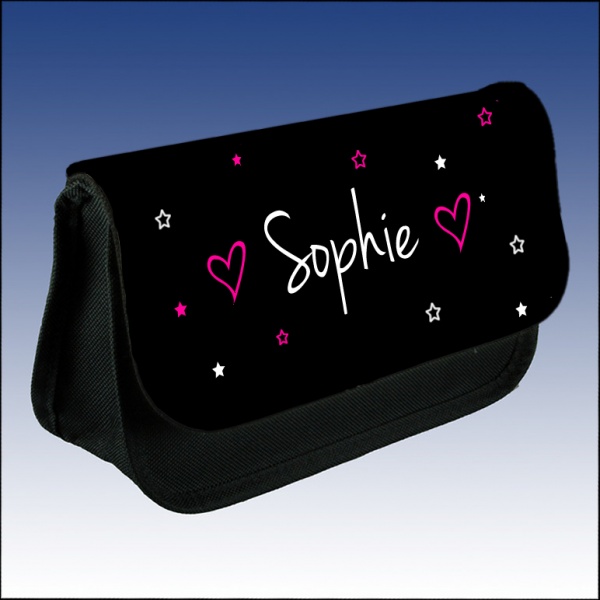 Personalised Name Stars & Hearts Makeup Case
